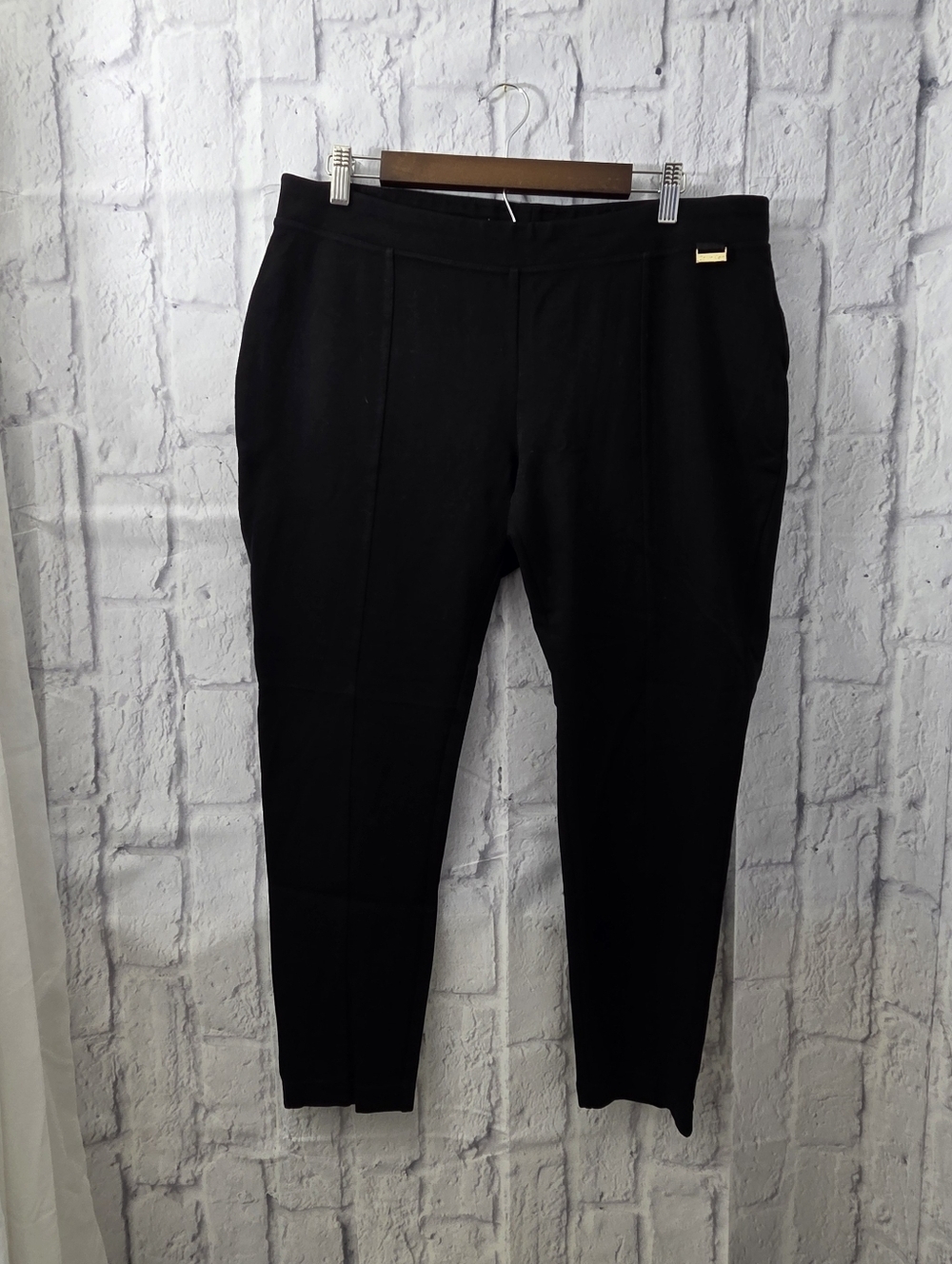 Calvin Klein Stretch 0X Black Mid Rise Pull On Casual Ankle Cropped Pants (FLAW)